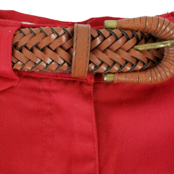 Vtg Karen Scott Size 8 PETITE Red Pleated High Waist Cuffed Mom Shorts w/ Belt - Picture 7 of 10